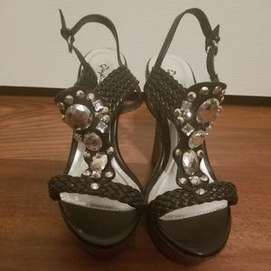 Black + brown blinged out wedges